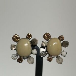 Vintage Daniel swarovski Cream and Brown Stud Earrings